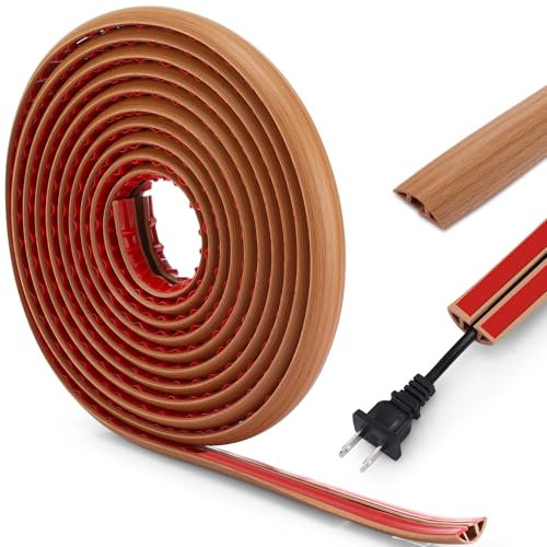 Leelosp 19.69 ft Floor Cord Cover Overfloor Cord Protector Duct Cord Protector Covers Cable on Floor Raceway for Sidewalks or Walkways (Yellow Oak)