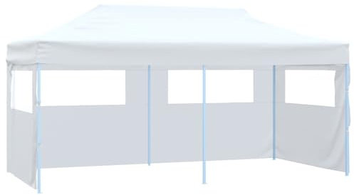 ShGaxin Profi-Partyzelt Faltbar mit 4 Seitenwänden, Party Zelt, Pavillon, Faltpavillon, Garagenzelt, Gartenzelt, 3×6m Stahl Weiß