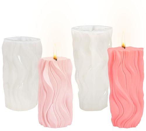 2 Stück Kerzenformen Zum Gießen, Silikonformen Kerzen Gießen Set, DIY Kerzen Formen Silikon, Silikonformen Gießformen Kerzen für Weihnachten Valentinstag (13.2CM+15.3CM)