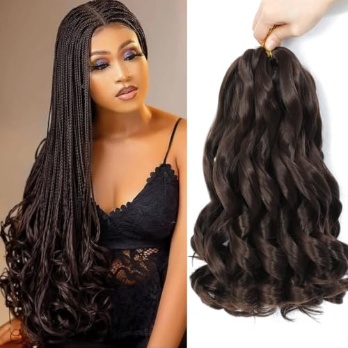 French Curl Braiding Hair 20 Inch 8 Packs Curly Braiding Hair Pre Stretched French Curls Braiding Extension Curl Crochet Braids Spiral Extensions (4#, 20 Inch (Pack of 8))