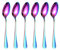 MIXEL Stainless Steel Dinner Spoon Set, Easy to Clean, Ergonomic Handle, Perfect for Everyday Dining, Special Occasions, Ideal for Home Or Restaurant Use, 20cm, (Rainbow, 6 Pieces)