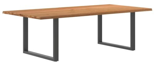 IBUQDDV Lounge Tisch Bartisch küche Kitchen Table Gartentische Esstisch mit Baumkanten 240x120x74 cm Massivholz Eiche Rechteck für Esszimmer Küche Wohnzimmer