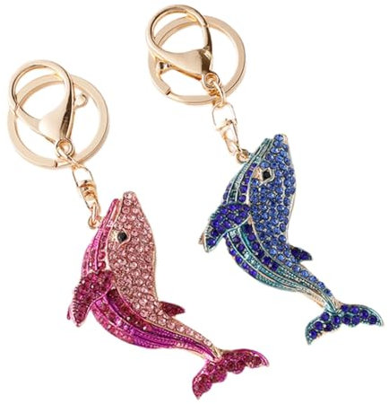 Ciieeo 2stücke Delphin Schlüsselanhänger Aus Metall Mit Strass Dekorativer Anhänger Zum Hängen An Taschen Rucksäcken Kreatives