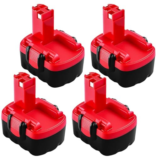4Pack 14.4 V 5000mAh Ni-MH Replacement for Bosch Battery 5.0Ah Replacement for Bosch 14.4V Battery BAT038 BAT040 BAT041 BAT140 BAT159 2607335533 13614 AHS PSB14.4 PSR14.4 GST14.4v (5.0Ah*4PCS)