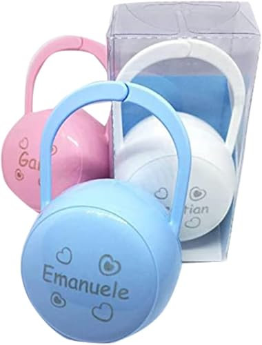 Portaciuccio Personalizzabile per Bambini Custodia per Ciuccio con Nome 3 Colori Scatolina Porta Succhietto per Neonati Catenelle porta ciuccio idea regalo Neonato Ciuccio Catena Nascita