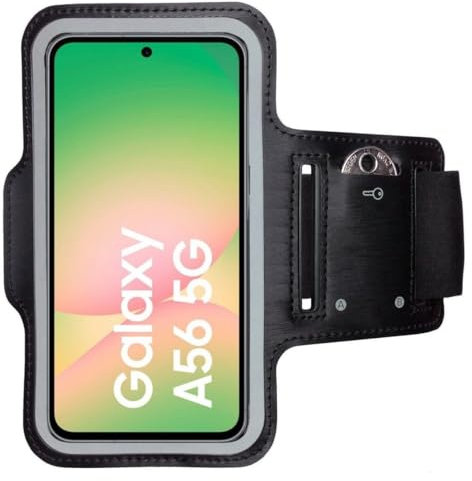 CoverKingz Sportarmband für Samsung Galaxy A56 - Armtasche mit Schlüsselfach Oberarm Halterung - Sport Laufarmband Handy Armband Schwarz