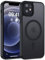 Vauki für iPhone 12/12 Pro Hülle Kompatibel mit MagSafe,Transluzente Rückseite Matt Magnetisch Handyhülle für iPhone 12/12 Pro Case,Stoßfest Anti-Fingerabdruck Kratzfest Rutschfest Schutzhülle,Schwarz