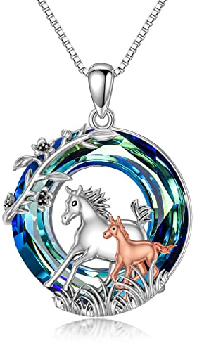 TOUPOP Pferdehalskette für Damen, Sterlingsilber, Tierhalskette, Pferdegeschenke, Schmuck, Weihnachtsgeschenke für Frauen, Ehefrau, Freundin, Abschlussgeschenke, Geburtstag