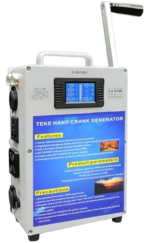 DowPie Générateur à manivelle, Alimentation électrique Portable, pour la Maison et Le Camping, avec manivelle et Chargeur, Puissance de Sortie de 500 W (Maximum) sous 220 V