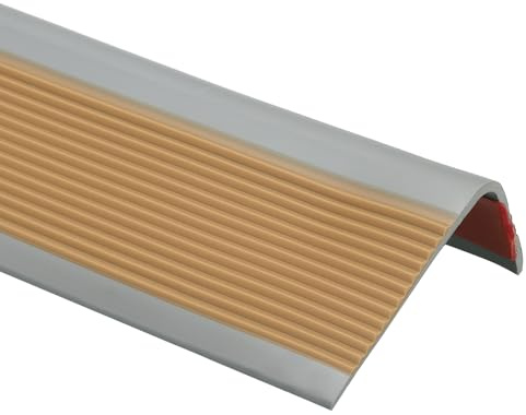 QUARKZMAN Bordino Per Scale, 2Metri (6 x 3 Cm) Vinile Antiscivolo Autoadesivo Protezione Bordo Gradino Scalino Impermeabile Battiscopa Per Pavimenti Interni Esterni, Marrone Chiaro
