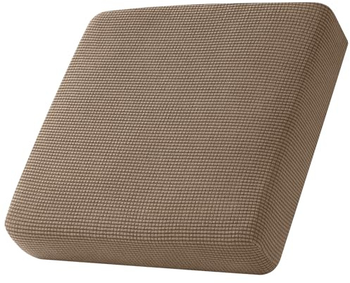 SYLC Sofa Sitzkissenbezug, Sofa Sitzkissenbezug Stretch, Elastischer Kissenbezüge, Husse Überzug Bezug Für Sofa Sitzkissen, rutschfest Stoff Tartan (Braun,Extra Groß 1-Sitzer)