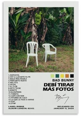 Generisch Bad Album Bunny Debi Tirar Mas Fotos Für Zimmer, Ästhetische Leinwand-Wandkunst, Schlafzimmer-Dekor Poster 12x18inch(30x45cm)