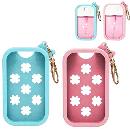 Silikon-Schutzhülle, kompatibel mit Touchland Händedesinfektionsmittel, 30 ml, Sprühflasche, Schutzhülle mit Schlüsselanhänger, niedliches Schleifen-Design, Desinfektionsmittelhalter für Taschen