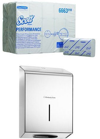 Scott 6663 Performance Handtücher, Interfold, 212 1-lagige Blätter, (15-er Pack) Plus Spender
