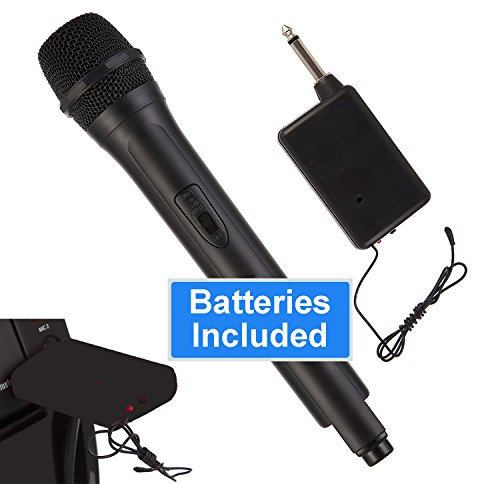 RJ Karaoke WIRELESS Microphone Kit - Light weight & Cordless - 6.35mm Jack (1/4) - Battery Operated (Batteries INCLUDED) (Black)