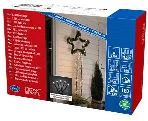Konstsmide Micro LED Lichterkette, gefrostet, 120 warm weiße Dioden, 30V Außentrafo, schwarzes Kabel - 3812-100