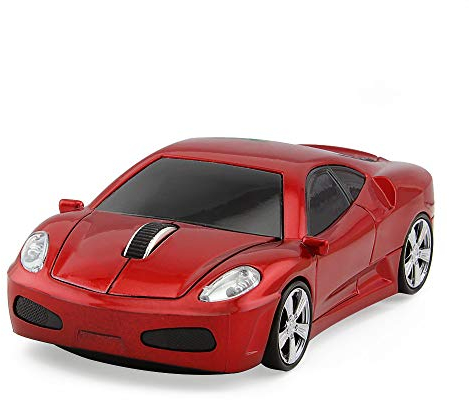 ECOiNVA Kabellos Auto Maus, Sportwagen Maus für Laptop PC Computer Maus (Rot)