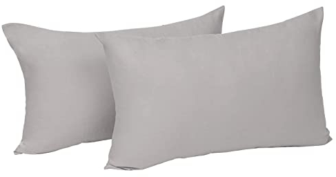 Laneetal 2 Set Kissenbezug 30x50cm Hellgrau - 100% Baumwolle Kissenhülle mit Reißverschluss, Weicher Kissenbezüge Doppelpack Sofakissenbezug (Ohne Füllung)