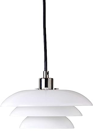 Dyberg Larsen DL20 Opal/Chrome Deckenlampe - Modern & Leicht Deckenleuchte Wohnzimmer Hergestellt aus Metall - Deckenlampe Wohnzimmer Ohne Leuchtmittel - 60 W/E27 - Deckenleuchten in Dänisches Design