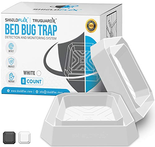 SHIELDFLEX Bed Bug Trap - 8 Pack | TruGuard X Bed Bug Interceptors (White) | Eco Friendly Bed Bug Traps for Bed Legs | Reliable Insect Detector, Interceptor, and Monitor