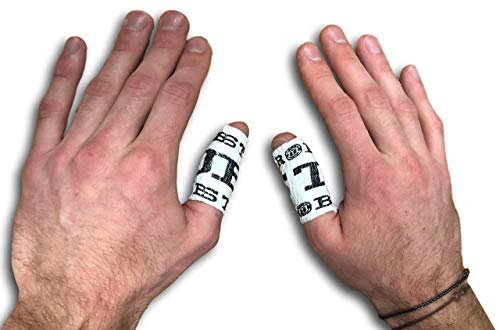 Robustes Fitness-Tape für Gewichtheben, mit Haken, selbstklebendes Stretch-Tape Daumen und Finger, klebrig, dehnbar, flexibel, leicht zu reißen, olympisches Cross-Training, weiß schwarz, 24 Rolls