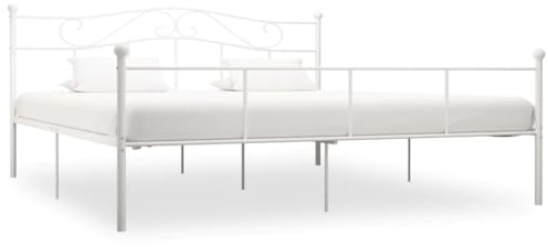 vidaXL Bettgestell Bett Metallbett Schlafzimmerbett Doppelbett Bettrahmen Schlafzimmermöbel Ehebett Lattenrost Weiß Metall 180x200cm