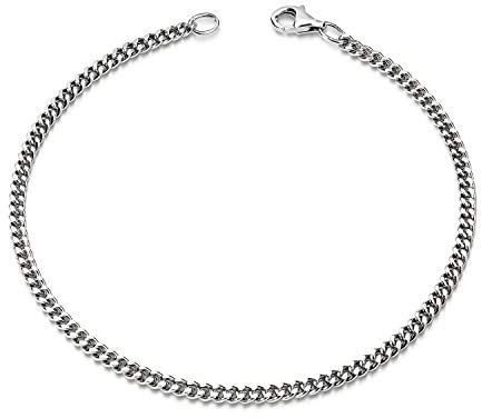MATERIA Panzerkette Armband Damen Herren - 925 Sterling Silber 2,8mm diamantiert SA-134-21 cm