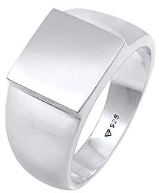 Kuzzoi Siegelring Herrenring poliert, Bandring massiv (11 mm) in 925 Sterling Silber, Robuster Biker Schmuck mit rechteckiger Oberfläche, Ring für Männer in der Ringgröße 60, 0607322120_60