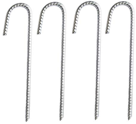 HONGCI 4Pcs 30cm Galvanised Steel Heavy Duty Tent Pegs Gazebo Pegs Trampoline Pegs Bouncy Castle Pegs,Garden Anchors Anchorage Stakes Hooks Ground Pegs for Marquees,Tents,Camping,Football Nets,Swing