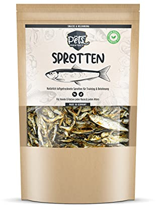 Native SPROTTEN getrocknet | Trockenfisch Leckerli groß für Hunde | Reich an Omega-3 Fettsäuren | Auch für Welpen geeignet | Ohne Chemie & künstliche Zusätze | 150g | Deutsche Herstellung