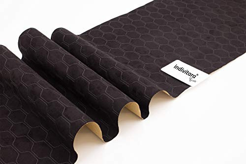 indivitara® Stitch Black Honeycomb Ebony Mikrofaserstoff selbstklebend mit echten Nähten Wildleder Optik Kunstleder Wildlederimitat Microfaser Stoff Stretch Dehnbar Folie