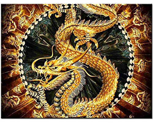 Puzzle 4000 Teile - Jigsaw Puzzle für Erwachsene - Buntes Puzzle 4000 Teile Erwachsene, Motiv: Gelber alter Drache, 4000 Teile Puzzle, Puzzle Erwachsene 4000 Teile, Puzzel,4000 Puzzle-55.70x34.44 Zol