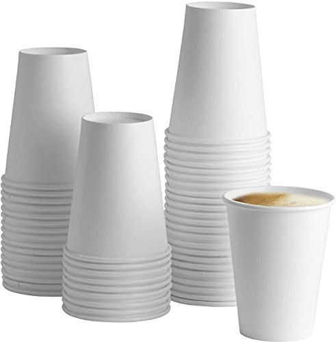 50 x 20oz Single Wall White Paper Cups for Hot & Cold Drinks [Pack of 50], Disposable Cups for Coffee/Tea, Perfect for Your Home, Café, Work, Parties or Outdoors. (20oz/590ml)