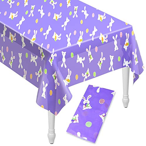 ELECLAND Oster-Tischdecke aus Kunststoff, Osterhasen-Tischdecke, Osterei-Tischdecke, 137 x 274 cm, Ostertischdecke für Ostereiersuche, Partydekorationen, Osterpartyzubehör