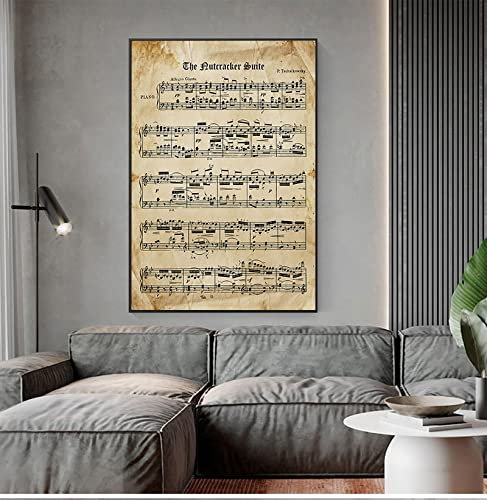 Casse-Noisette Vintage Partitions Affiche Et Impression Tchaïkovski Classique Piano Musique Toile Peinture Mur Photo Décor 30x40cm (12x16inch) Sans Cadre