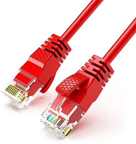 Reulin Ultra-Thin, Ethernet Cable, 5M-Red, High-Speed Internet Lan Wire Cat6 Ethernet Cable 1GHz Gigabit RJ45 Network Lead Patch Cord For Smart TV, Computer, Laptop, Android TV Box, Gaming PC, Xbox