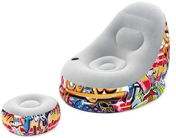 myself 21S Poltrona Gonfiabile con poggiapiedi Pouf Graffiti Seduta Sagomata PIC nic Campeggio Gaming