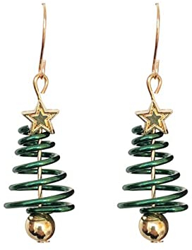 Weihnachten Ohrstecker, Weihnachts- Tropfen Baumeln Ohrringe,Weihnachtsschmuck,Spiral-Weihnachtsbaum-Ohrringe Thanksgiving Theme Geschenk Weihnachtsstil