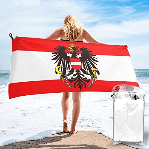 AOOEDM Mikrofaser-Strandtuch mit österreichischer Flagge, schnell trocknend, übergroße Handtücher, Decke für Reisen, Pool, Camping