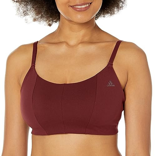 adidas Women's Yoga Studio Light-Support Bra, Shadow Red, Small DD
