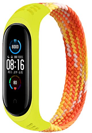 Kompatibles Armband für Xiaomi Mi Band 7 6 5 4 3, Nylon Braided Stretch Solo Loop Armbänder Uhr, Sport Ersatz Gurt mit Xiaomi Band Miband 7 5 6 4 3, Buntes Orange, XL