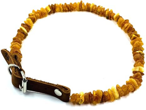 Bernsteinkette für Hund - Bernsteinhalsband für Hund - Natürliche Baltische Bernsteinperlen (45-50cm)