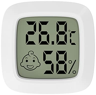 Jsdoin LCD Digital Room Hygrometer Thermometer, Mini Indoor Hygrometer Temperature Monitor Humidity Meter for Greenhouse, Garden, Cellar, Office(1 Pack)