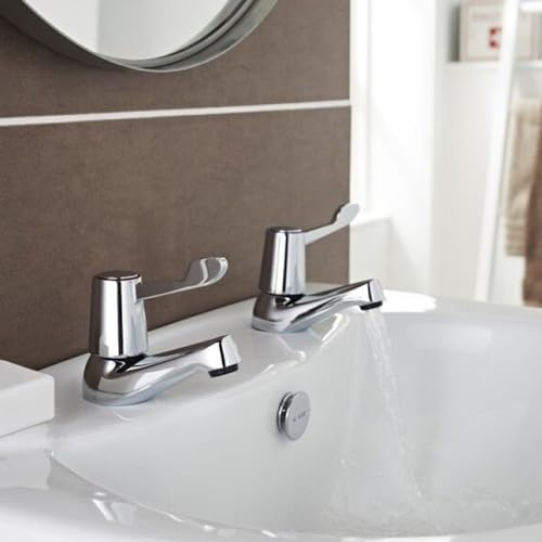 Nes Home Jims Twin Contract Basin Pillar Taps Chrome Quarter Turn Commercial