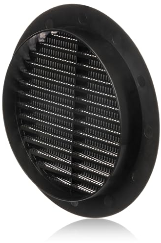 150mm Griglia Ventilazione in Plastica ABS Nera con Zanzariera - Griglie Aerazione Rotonde