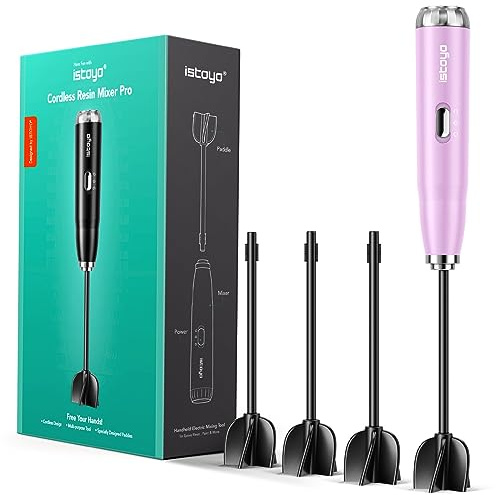 ISTOYO Premium Resin Mixer, Handheld Battery Epoxy Mixer, Pink