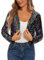 MINTLIMIT Dünne Strickjacke Damen Offene Cardigan Pailletten Metallic Langarm Bolero Elegant (Silvery L)