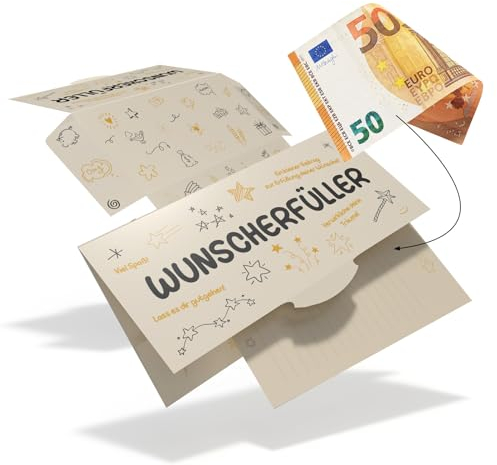 Creatastic® - Geburtstagskarte Wunscherfüller, Geldgeschenke Geburtstag, Schulanfang, Geburtstagskarten Set, Geldgeschenke Verpackung, Geldgeschenk Kuvert mit Karte, 21x10,5cm, 3 Stück