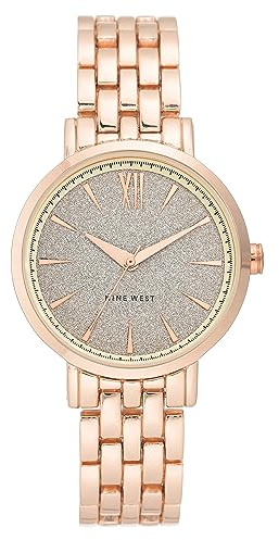 NINE WEST Damenuhr mit Glitzer-Akzent-Zifferblatt, NW/2402
