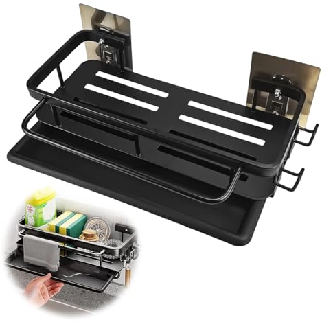 Organizador Fregadero Cocina, Soporte de Esponja de Acero Inoxidable,Esponjas Organizador Fregadero, sin Taladrar, Adecuado para Cocina, Almacenamiento de Trapos, esponjas y Otras Herramientas